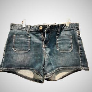Guess Jean Shorts with Metal Copper Coin Triangle Logo on back Size 29